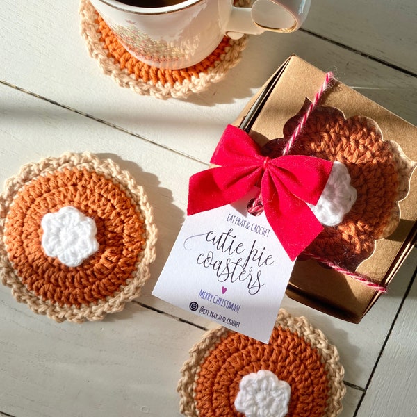 Decorative Cutie Pie Coaster Crochet Pattern | Pumpkin Pie Coaster Crochet Pattern | Holiday Crochet Pattern | Decorative Coasters