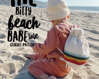 Bitty Beach Babe Tote Crochet Pattern | Backpack | Crossbody bag | Toddler Bag Crochet Pattern | Toddler Crochet Pattern | Retro Crochet