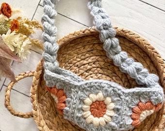 The Rebel Toddler Sling Crochet Pattern | Crossbody Bag | Toddler Purse | Boho | Granny Square Bag | Comes with Video Guide