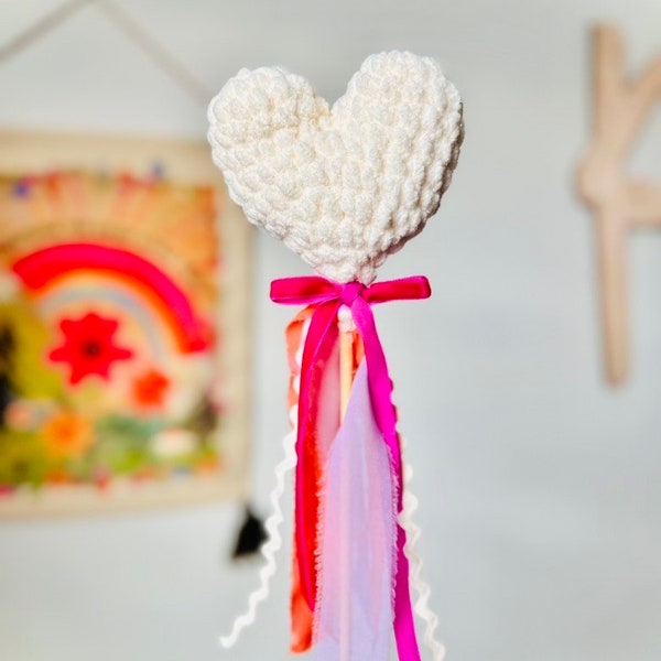 The Lolly-Heart Wand Crochet Pattern | Heart Wand | Valentine’s Wand | Girls Wand | Crochet Pattern | Fairy Wand