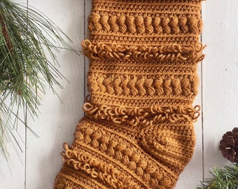 Le modèle de crochet Alpine Adobe Stocking | Bas de Noël bohème | Bas XL | Bas standard | Modèle de crochet 2 en 1 | Vacances