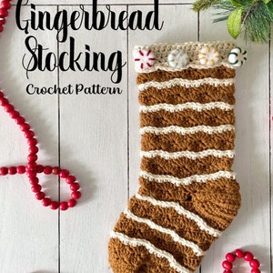 Patrón de crochet para medias de jengibre / Patrón de crochet para medias navideñas / Casita de jengibre / Patrón de crochet para Navidad