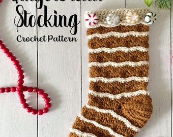 The Gingerbread Stocking Crochet Pattern | Christmas Stocking Crochet Pattern | Gingerbread House