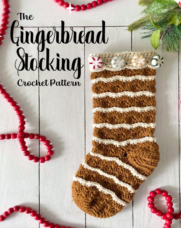 The Gingerbread Stocking Crochet Pattern | Christmas Stocking Crochet Pattern | Gingerbread House | Christmas Crochet Pattern