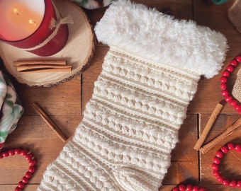 The Cozy Homestead Stocking Crochet Pattern | Farmhouse Christmas Stocking | 2 in 1 Crochet Pattern | XL Stocking | Standard Stocking | Xmas