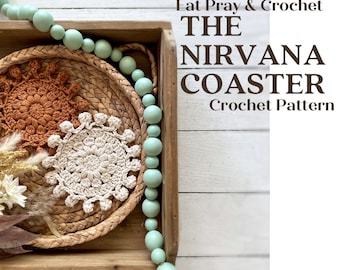 The Nirvana Coaster Crochet Pattern | Boho Coaster  | Plant Coaster | Pom Border | Boho Crochet Pattern