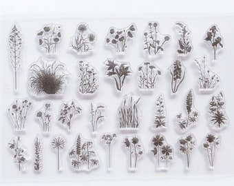 clear Stamp Set Clear Stamps cotton plant botanical Transparent Stamp S14