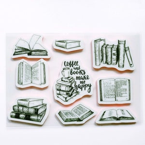 Book Stack Stamp, a 5-Book Bookish Rubber Stamp for your Reading
