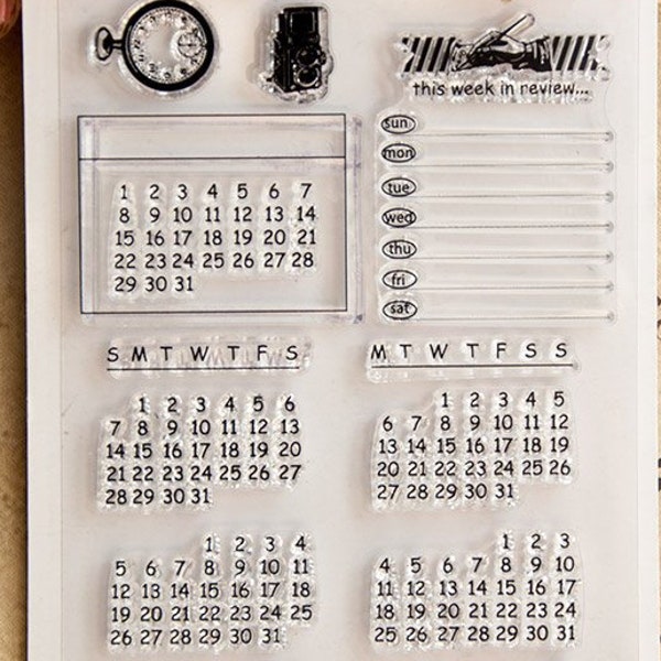 Kalender Clear Stempel Set, Journal Stempel, Monate des Jahres Stempel