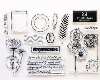 Bullet Journal Planner Postal Airmail Stamp Airmail Par Avion Postmark Rubber Stamp Postage Clear Transparent Stamp Train Luggage Tag