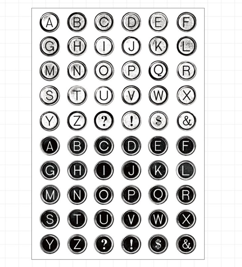 Typewriter Fonts Stamp Alphabet and Symbols Clear Transparent Etsy