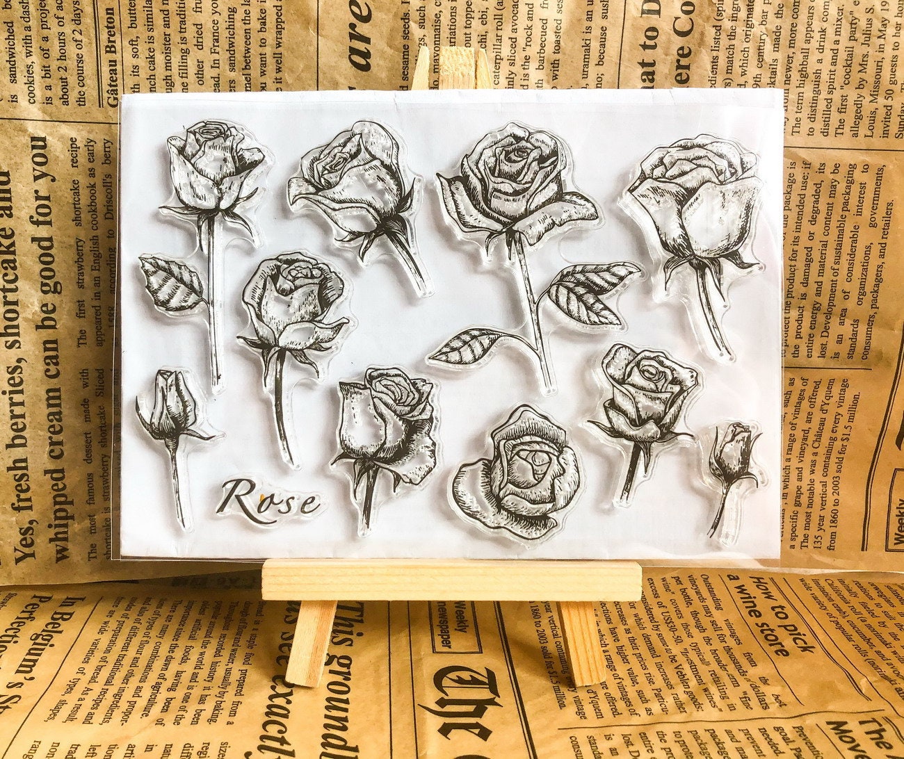 Rose stamps Flower Clear Stamps Rose Rubber Stamp Bullet Etsy
