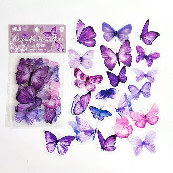 40 Pcs Purple Butterfly Stickers Butterflies Clear Sticker Etsy