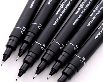 Uniball Pen Uni Pin Fine Line Pen Technical Drawing Pens Art Pen (Set of 6)  New