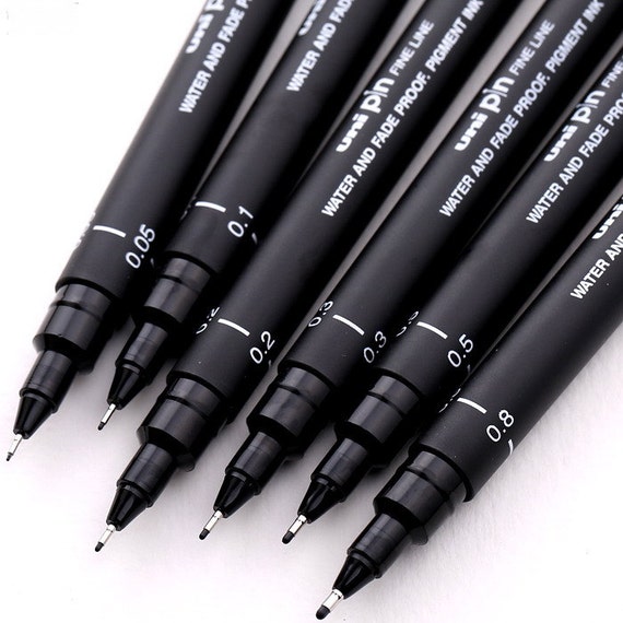 UNI Fine Line Pen Technical Drawing Pens / Art Pen Set of 6 