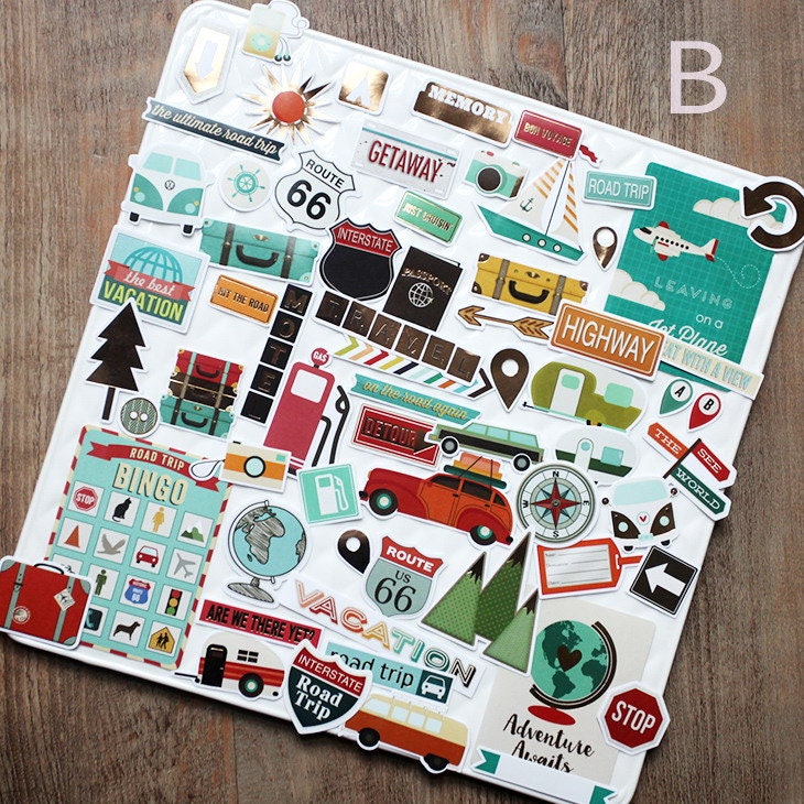 65 PCS Travel Trip Themed Stickers Pack Travek Journal Gold Etsy