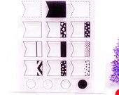 Clear Rubber Stamp Set 16pc - Page Flag Builder - Diary Deco - Planner Stamp T36