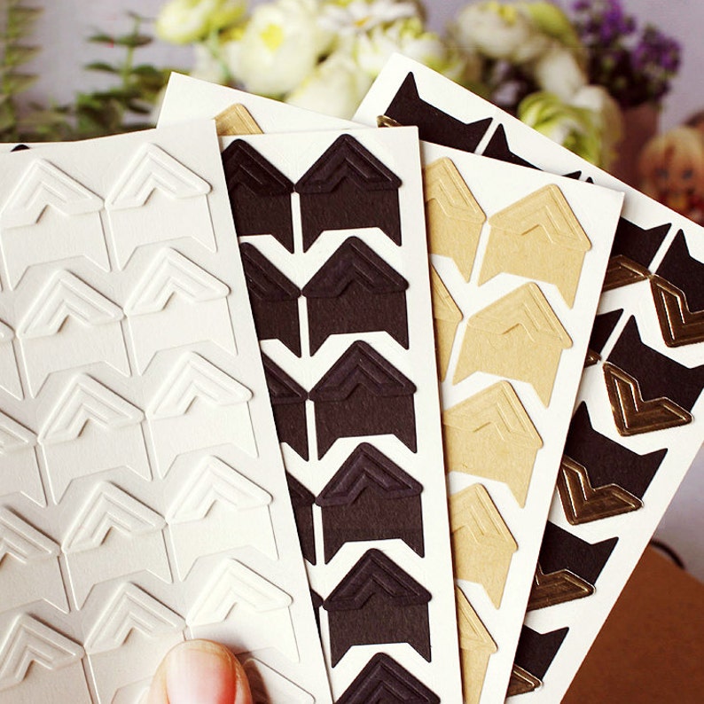 24 pcs Paper Photo Corners Stickers // Scrapbooking Etsy
