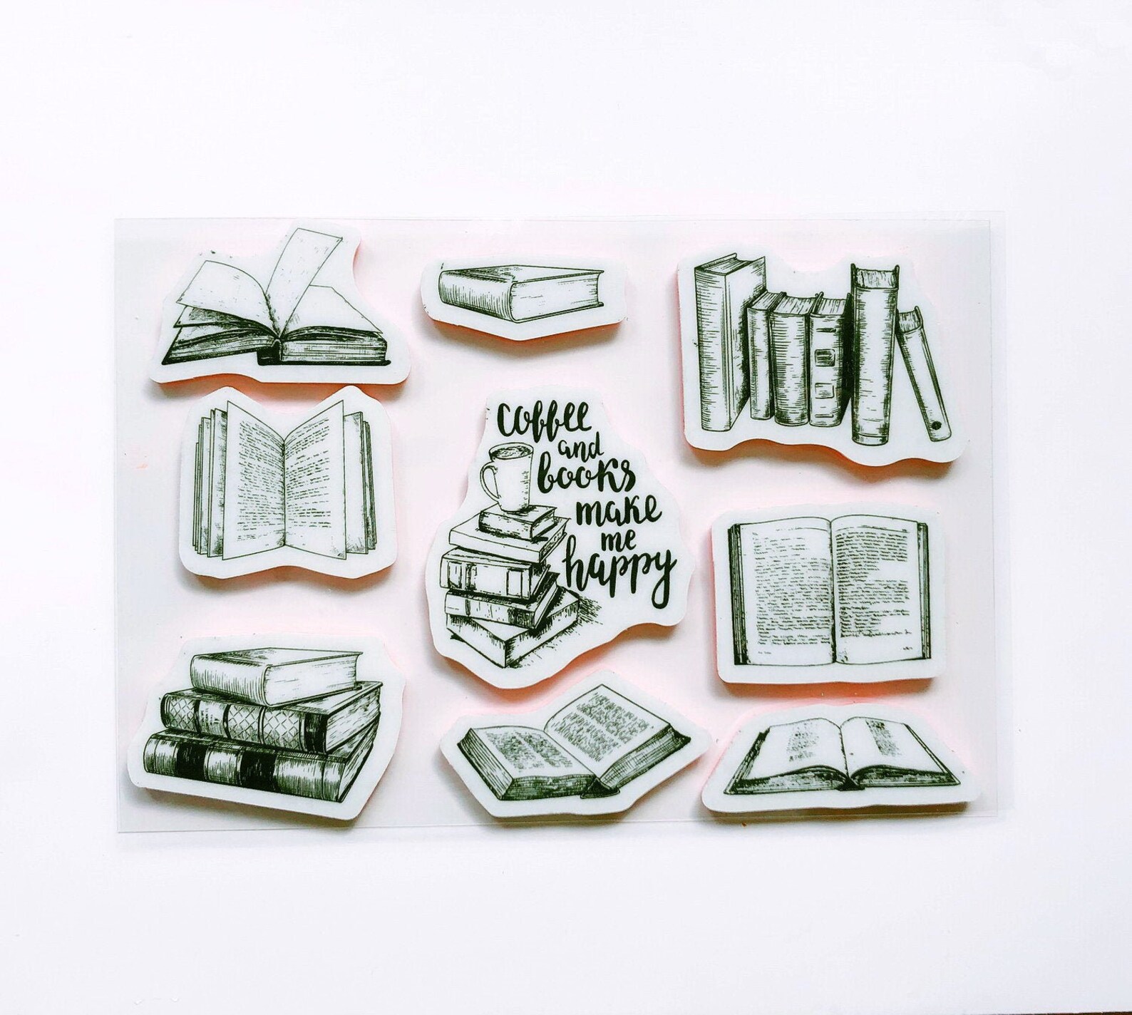 Books Cling Rubber Stamp Book Shelves Rubber Stamp Book Etsy