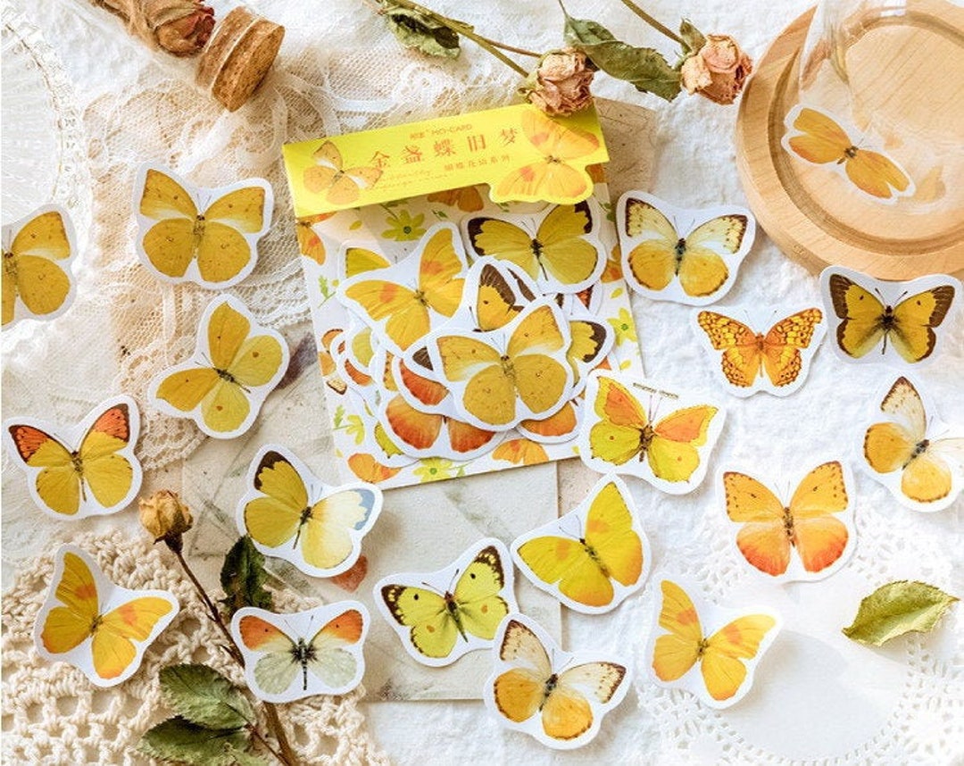 45 Pcs Yellow Butterfly Stickers Butterflies Sticker Flakes Etsy