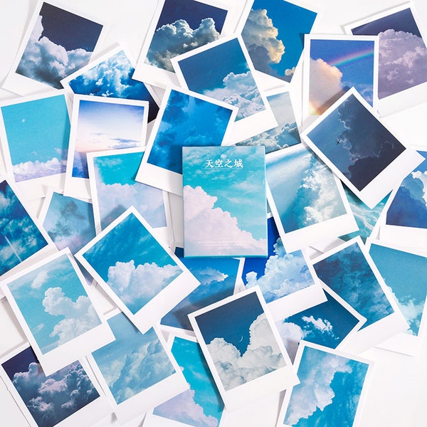 30 PCS Blue Sky Stickers, Bewolkte Hemel Sticker, Wolken Sticker, Bullet Journal Stickers, Zon, Zonnige Dag, Weer, Witte Wolken