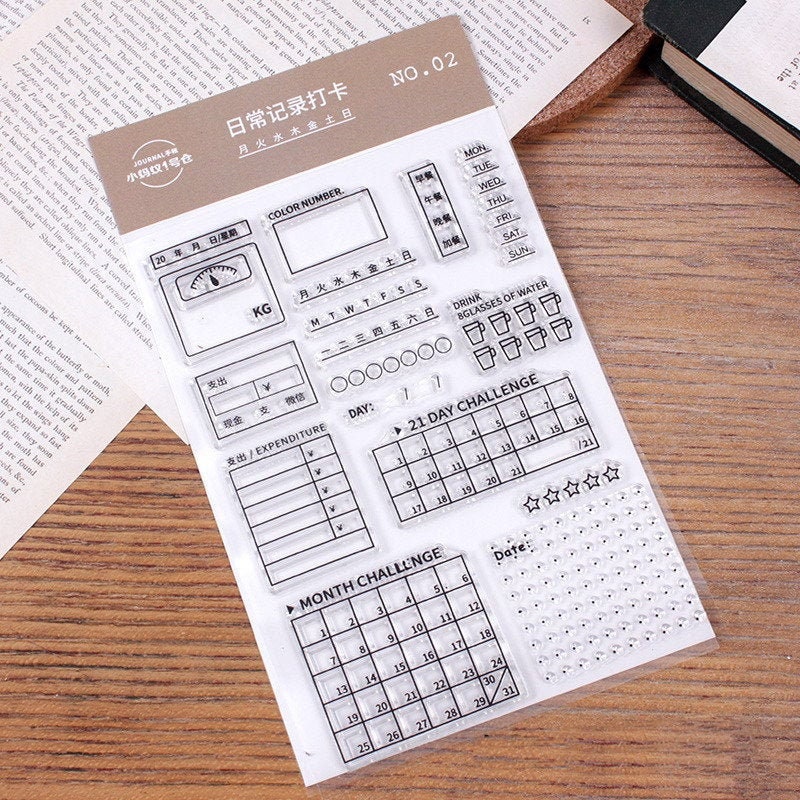 Stamping Papercraft Month Calendar Tracking Clear Transparent Stamp