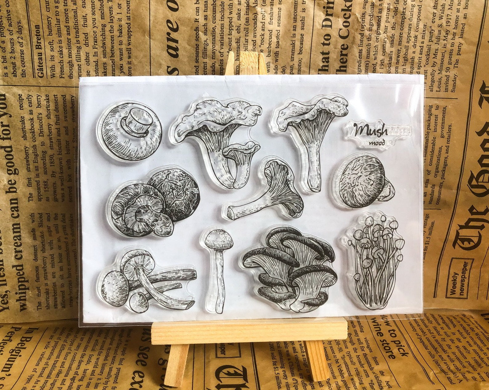 Button Mushroom Stamp Mushroom Clear Transparent Stamp Fungi Etsy