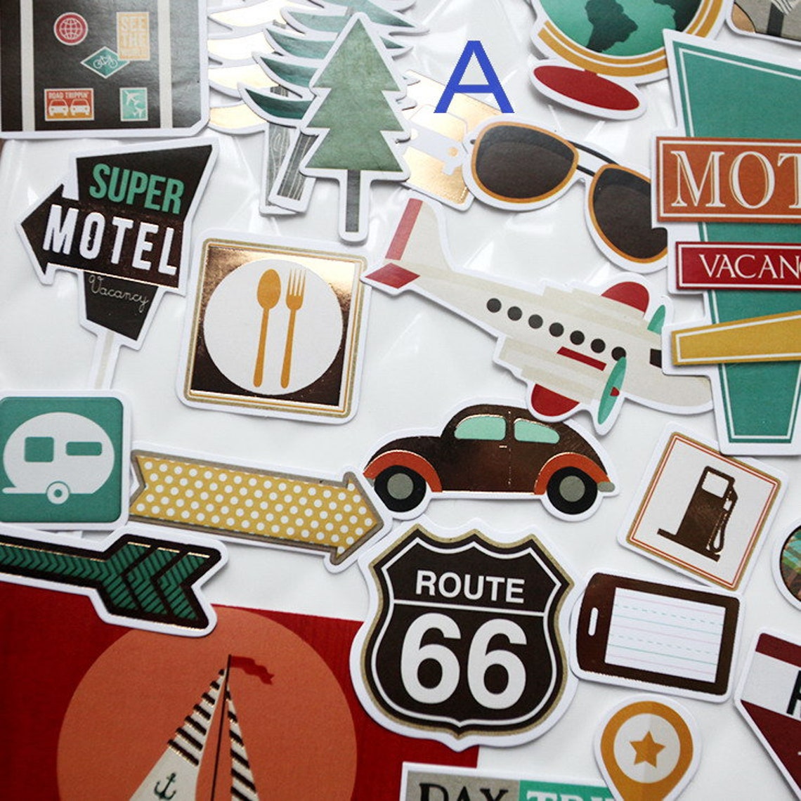 65 PCS Travel Trip Themed Stickers Pack Travek Journal Gold Etsy