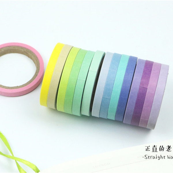 20 Rollen 5mm Slim Basic Washi Tape Set, Dünne Washi Tapes, Masking Tape in verschiedenen Farben, Streifen Thema, Bullet Jouenal, Regenbogen, Planer