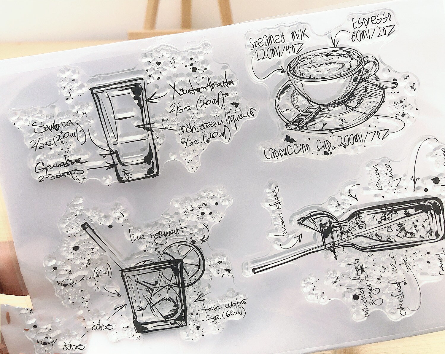 Drinks Stamp Juice Clear Transparent Stamp Coffee Rubber Etsy