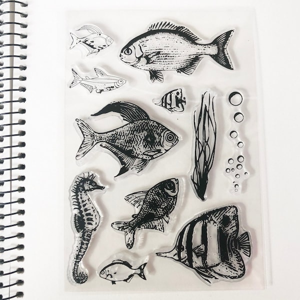 Fish Rubber Stamp Etsy