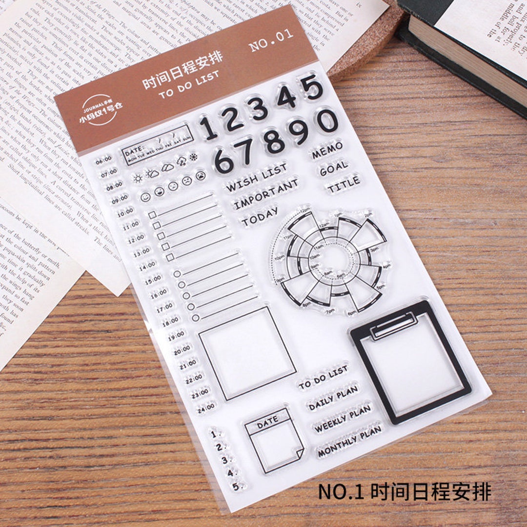 Date and Schedule Stamp, 12/24 Hours Timeline Clear Transparent Stamp, Planner Stamps With