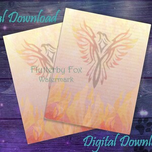Phoenix Stationery | Phoenix Writing Paper | Fantasy Stationery | Fantasy Junk Journal | Phoenix Writing Paper | Phoenix Letter Paper