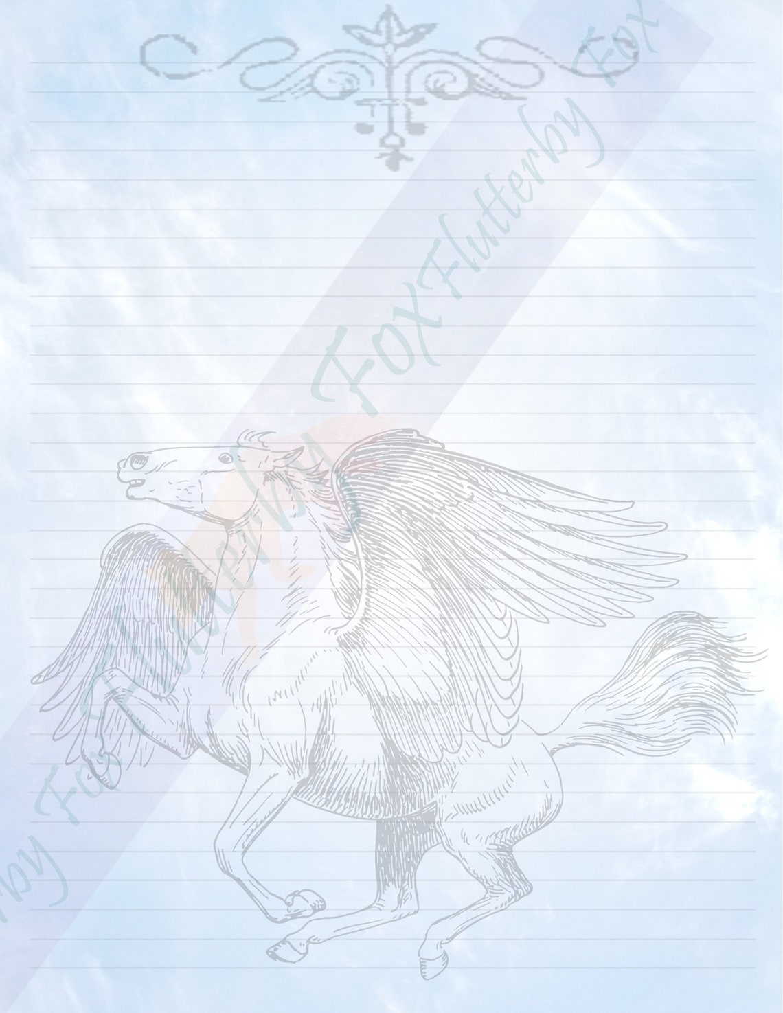 Pegasus Printable Paper Pegasus Stationery Pegasus Writing | Etsy
