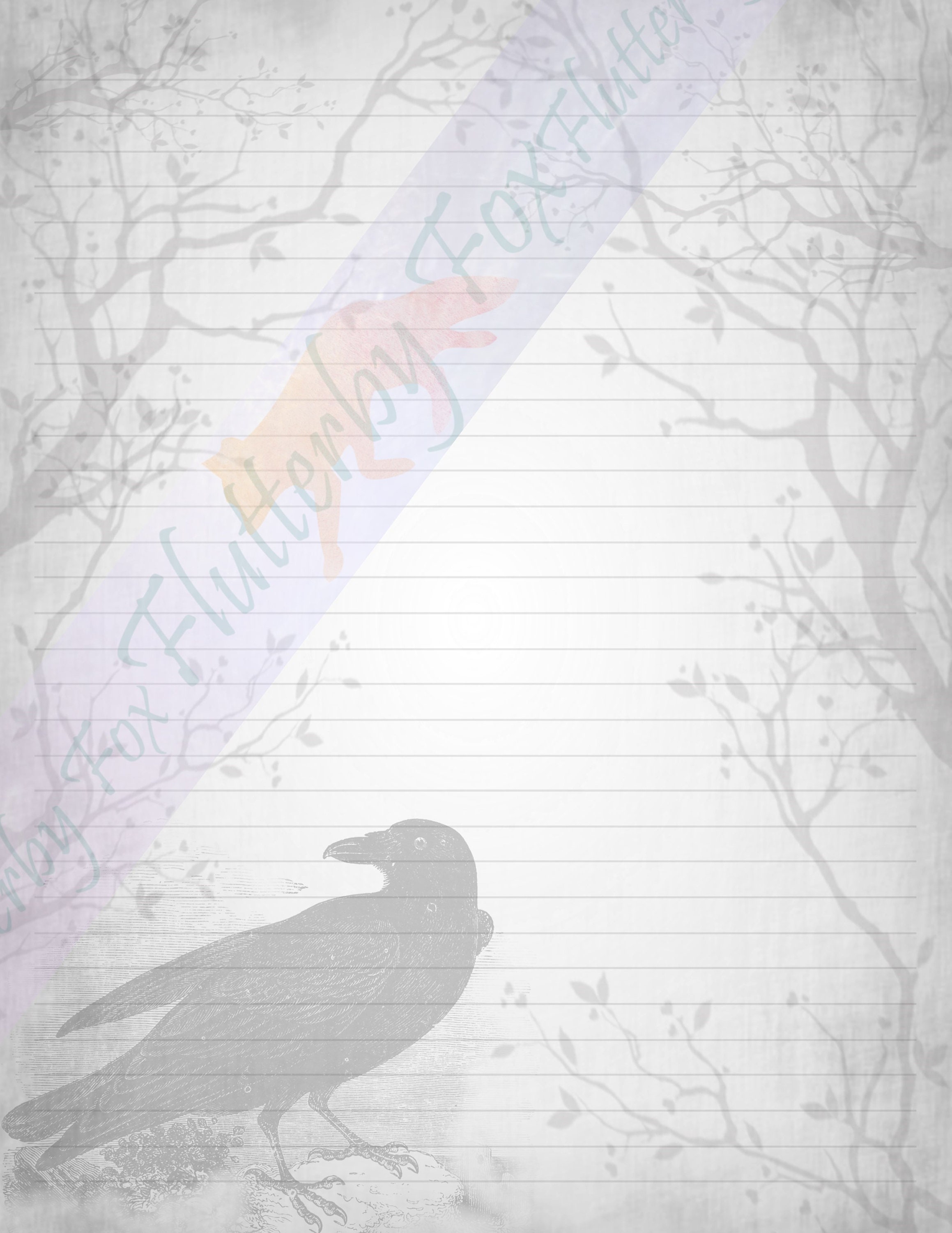 Raven Writing Paper Printable Raven Pages Crow Stationery | Etsy