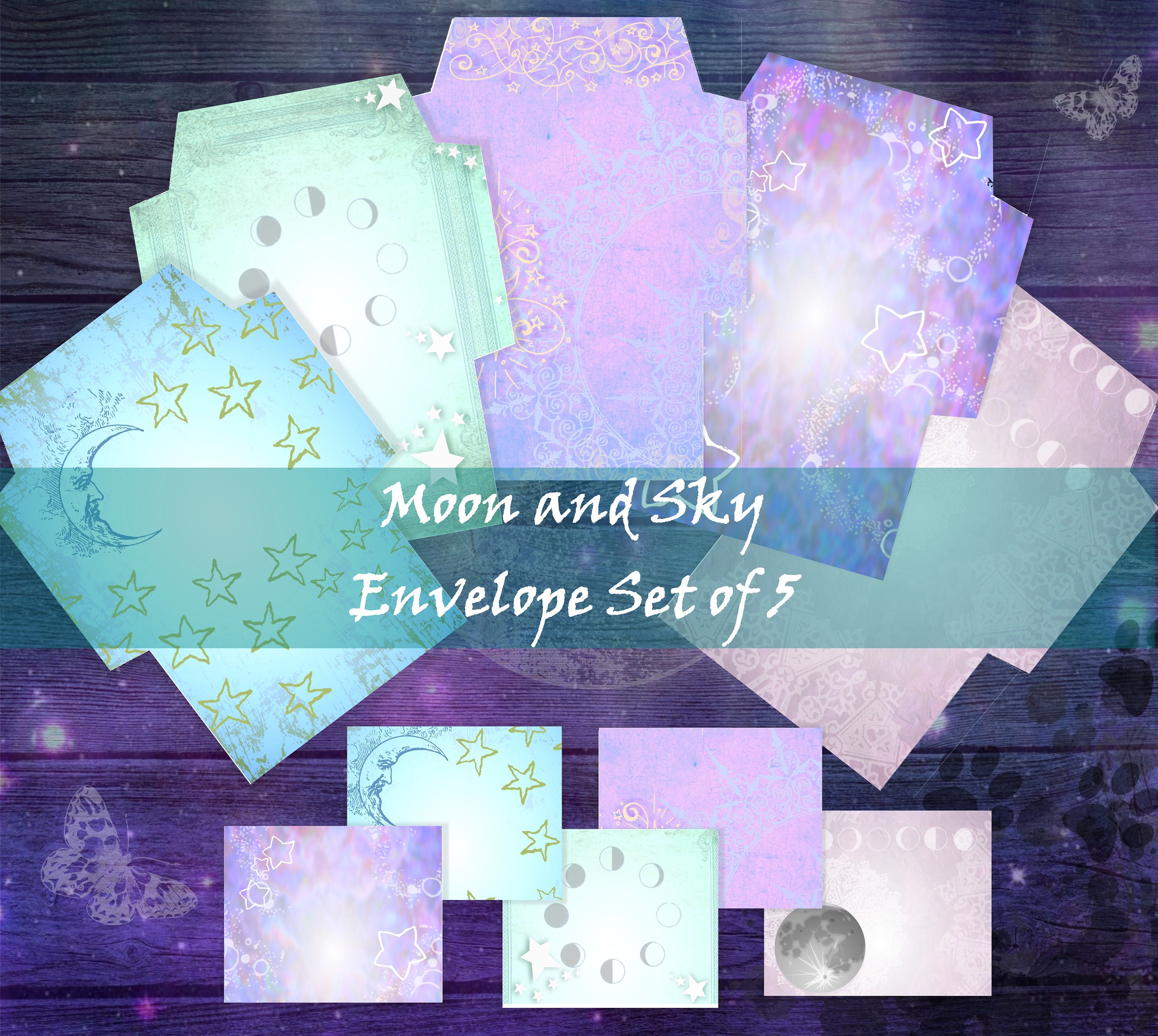 Party & Gifting Mailers & Mailing Moon and Sky Printable Envelope Set ...