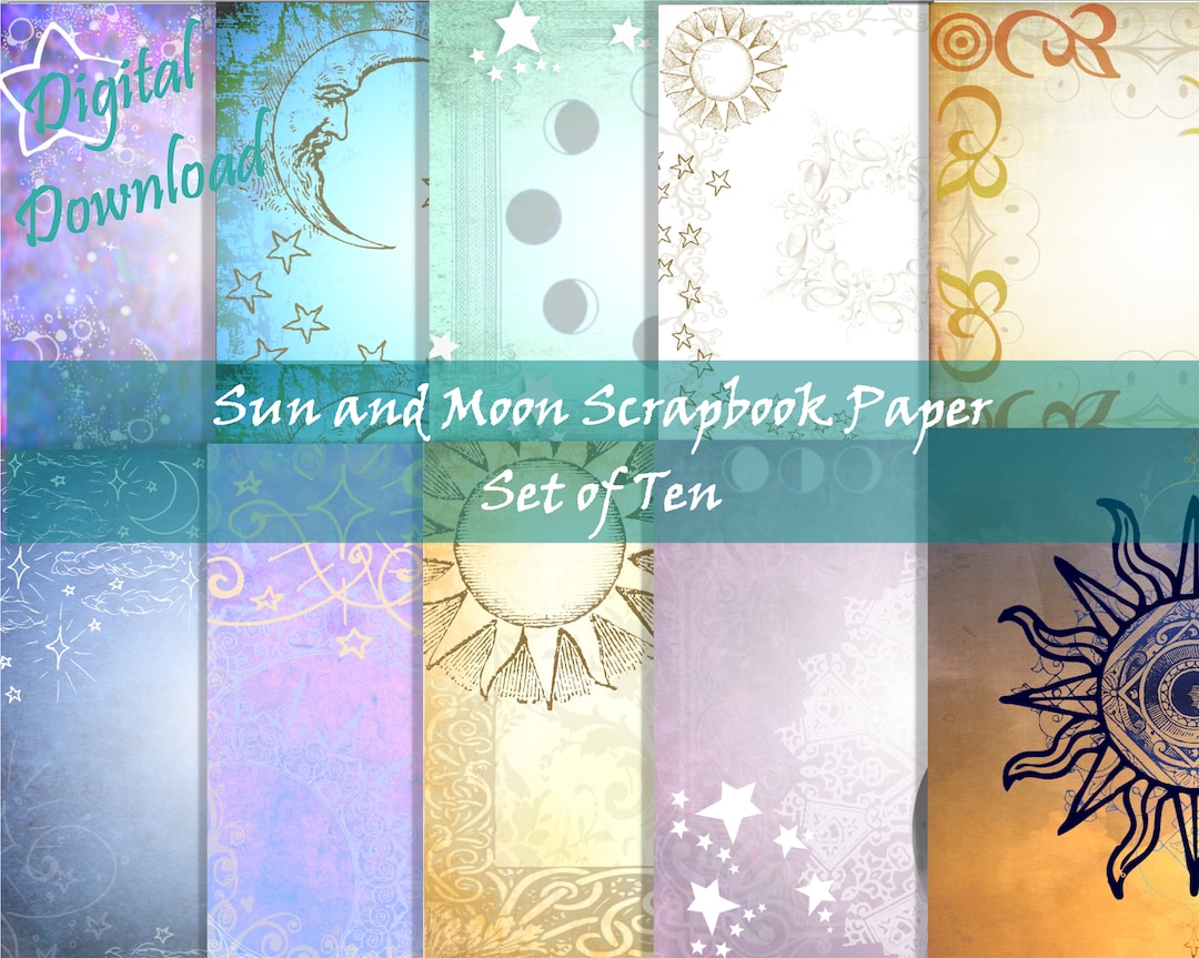 Scrapbook Paper Moon and Sun Scrapbook Set Moon Scrapbooking Night Sky