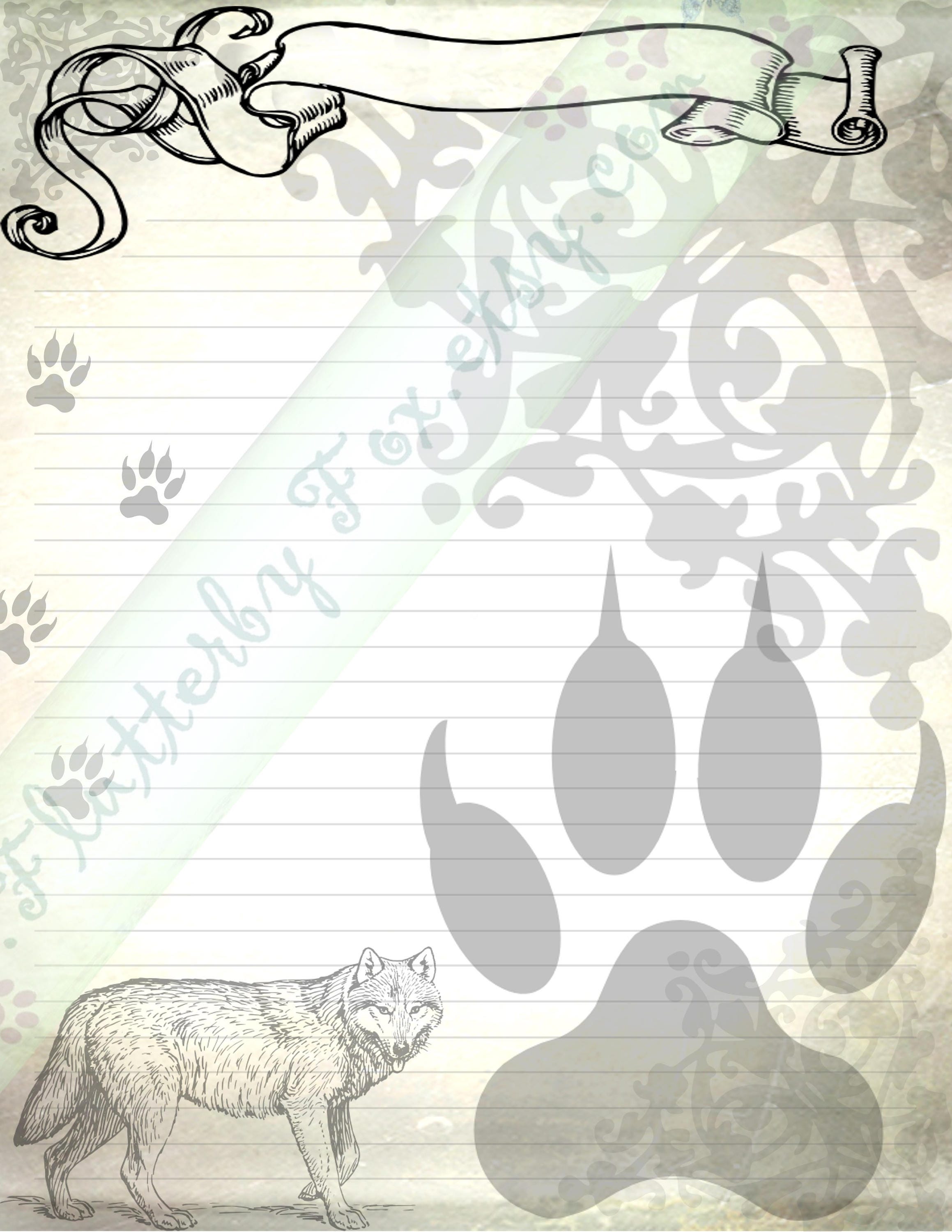 Wolf Paper Wolf Stationery Set Wolf Stationery Lined Etsy