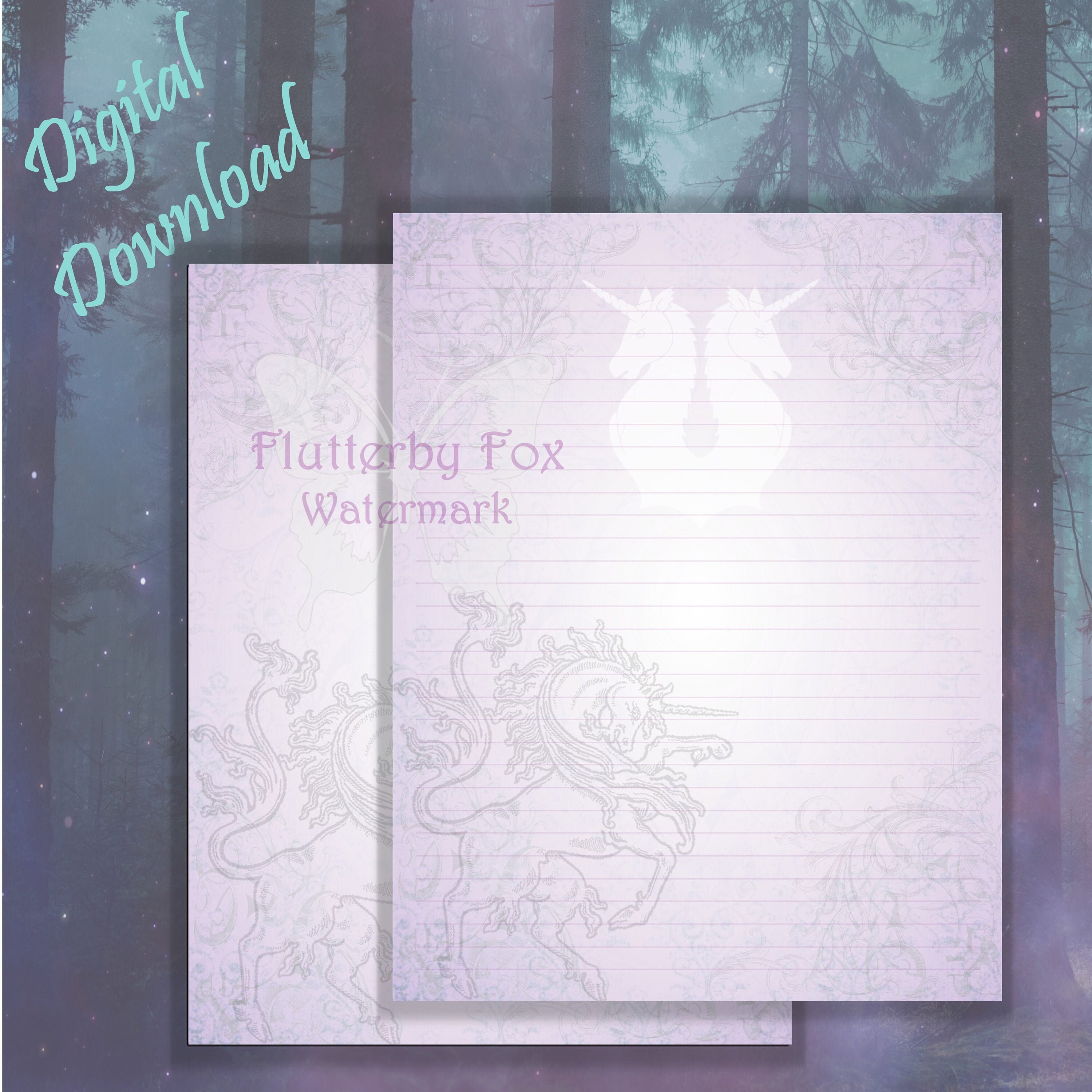 printable unicorn paper unicorn letter paper unicorn etsy