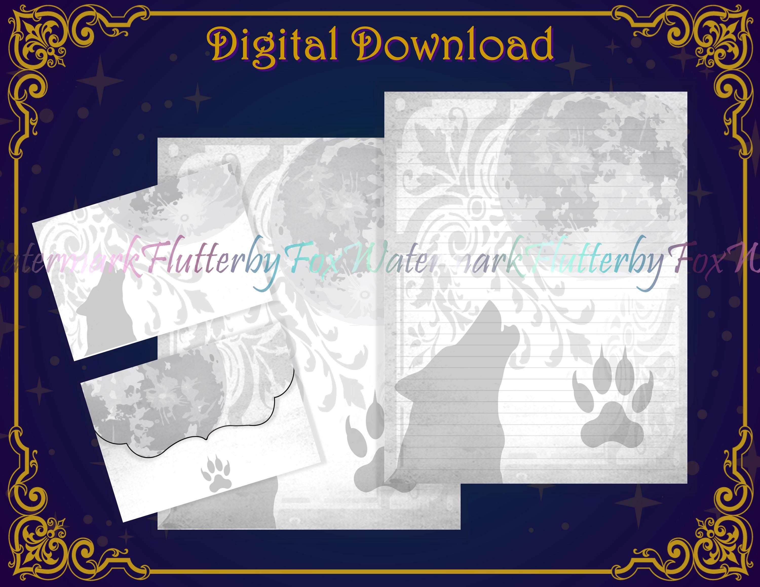 Howling Wolf Page | Printable Wolf Paper | Wolf Stationery | Moon Pages ...