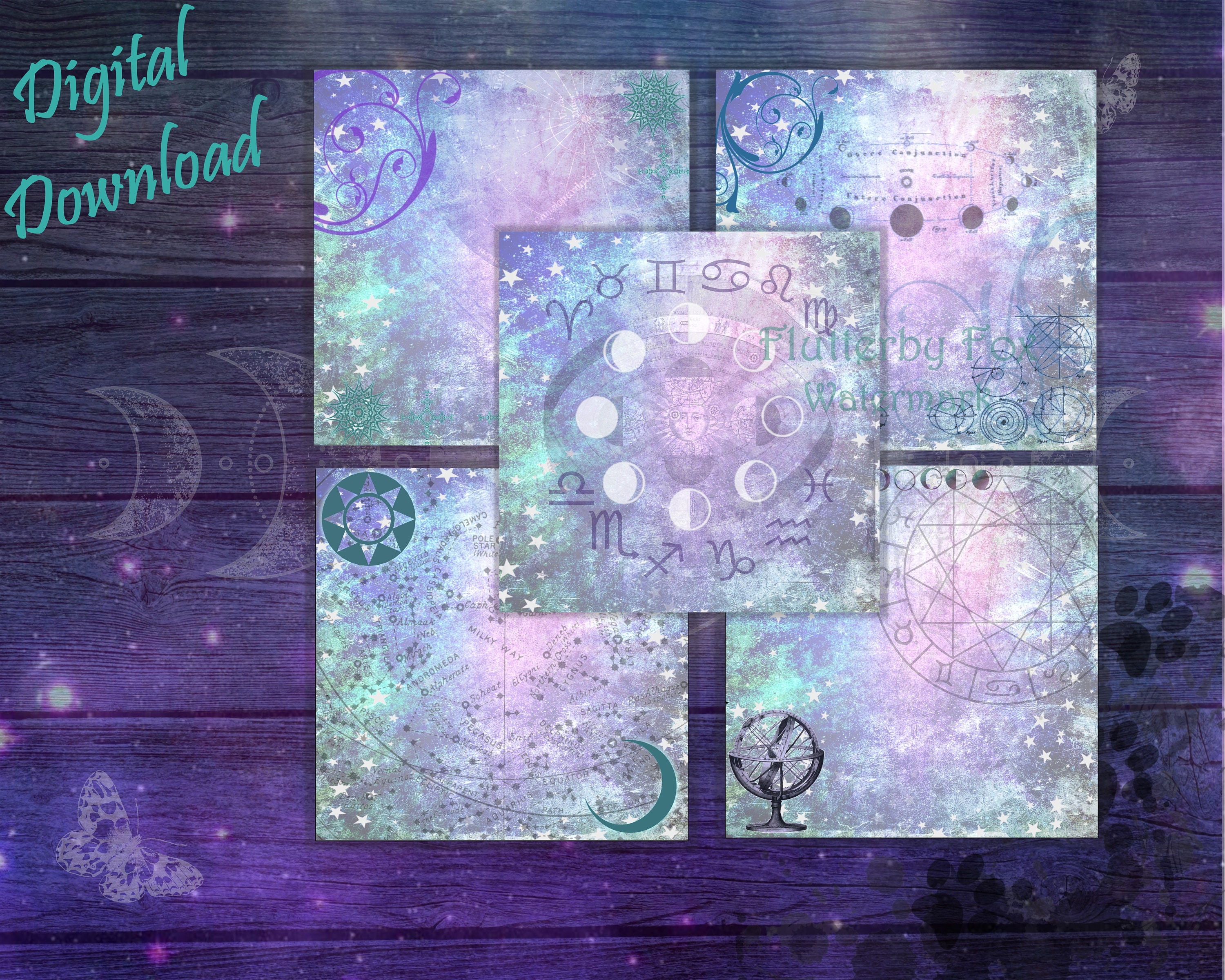 Astrology Magic Scrapbook Paper Set | Etsy