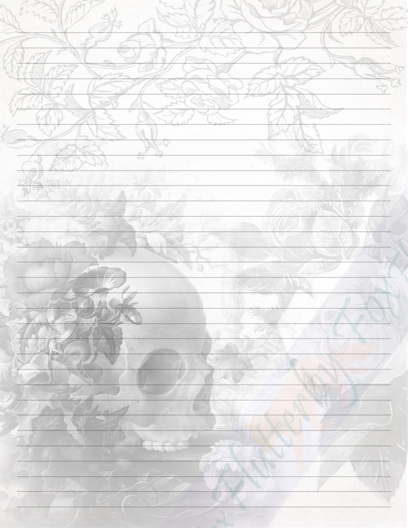 Floral Skull Stationery Skull Paper Gothic Junk Journal | Etsy