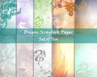 Dragon Scrapbook Paper | Fantasy Scrapbook | Printable Dragon Scrapbook | Dragon Pages | Printable Dragon | Fantasy paper