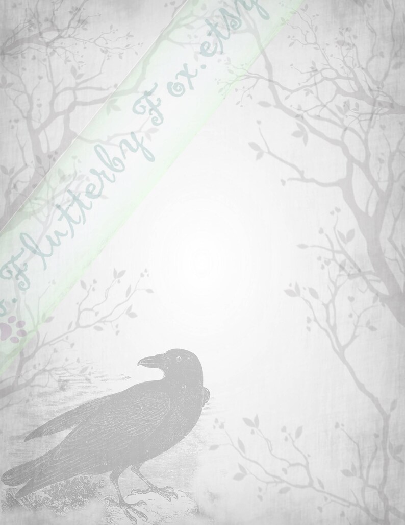Grimoire Page Book of Shadows Grimoire Pagan Stationery Lined Stationery Book of Shadows Page Raven Crow Stationery Stationery Page