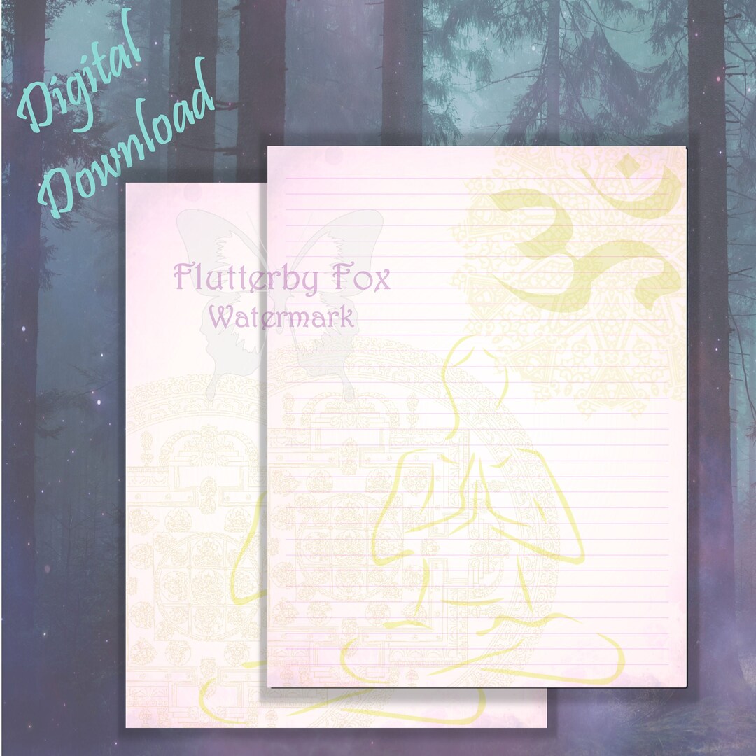 Meditation Page Printable Yoga Stationery Yoga Writing Paper Yoga Junk