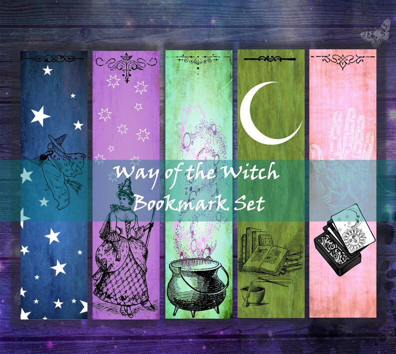 printable witch bookmarks witchy bookmarks digital etsy