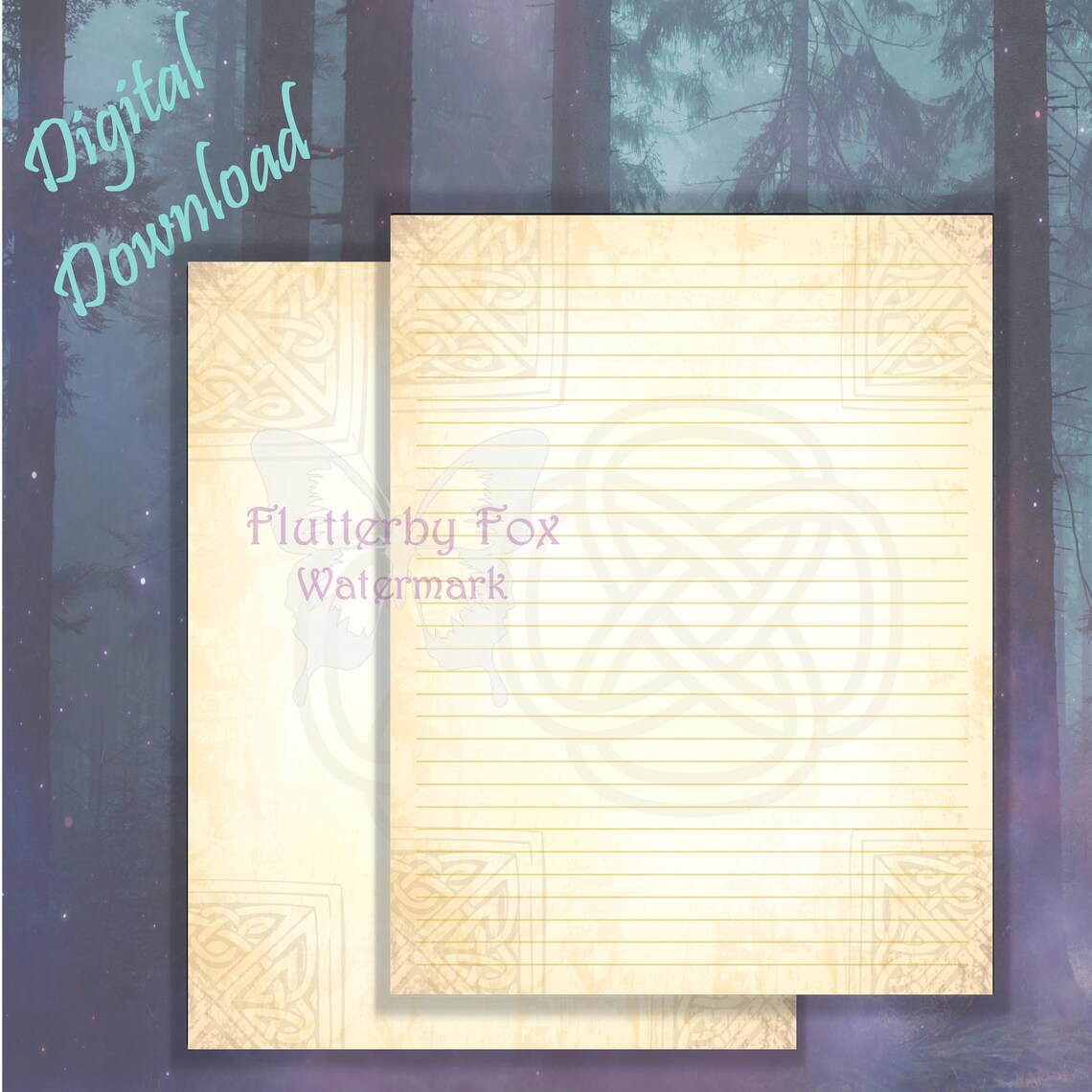 Printable Celtic Paper Celtic Stationery Page Celtic Knot Etsy