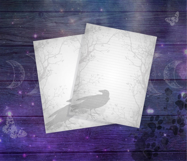 Raven Writing Paper Printable Raven Pages Crow Stationery | Etsy