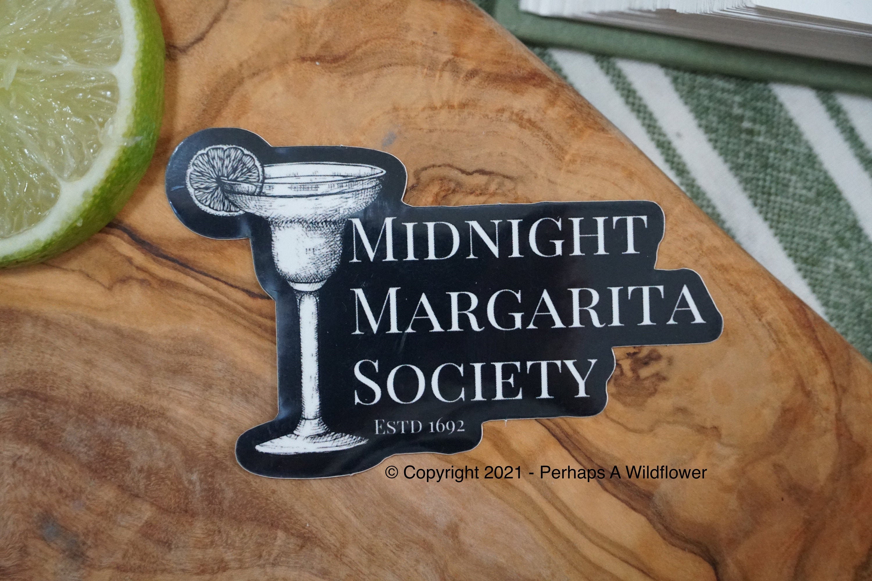 Midnight Margaritas Society Margarita Glass Sticker 3"