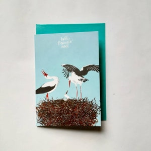 Grußkarte zur Geburt, Recyclingkarton, Klimaneutral gedruckt, Geburtskarte, .Schwangerschaft, Karte mit Umschlag, Klappkarte mit Umschlag
